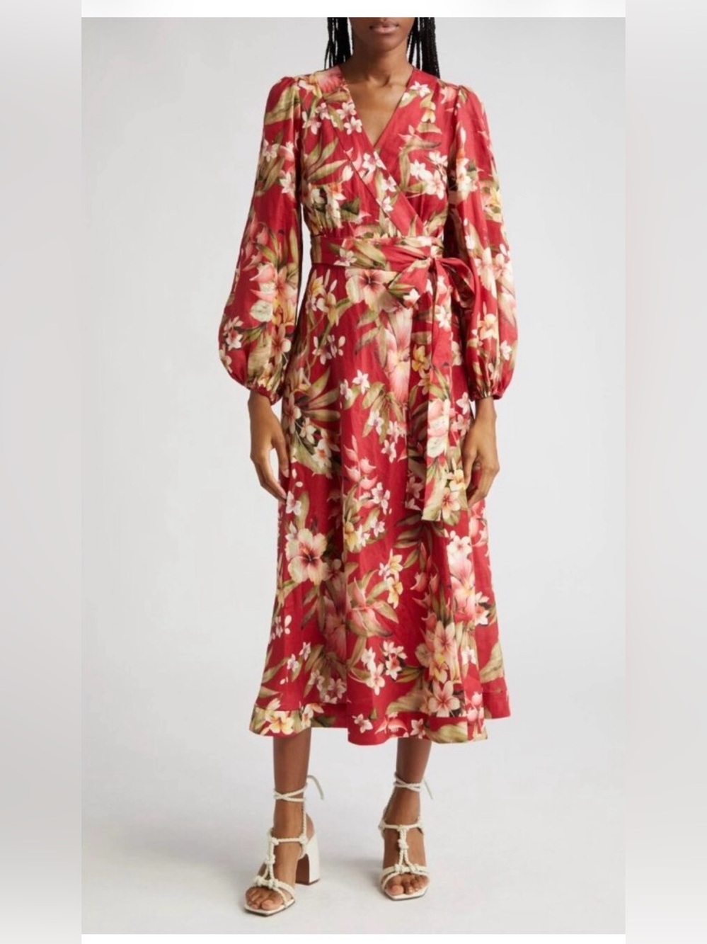 Zimmermann Matchmaker Floral Midi Dress Red & Green